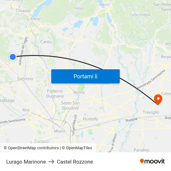 Lurago Marinone to Castel Rozzone map