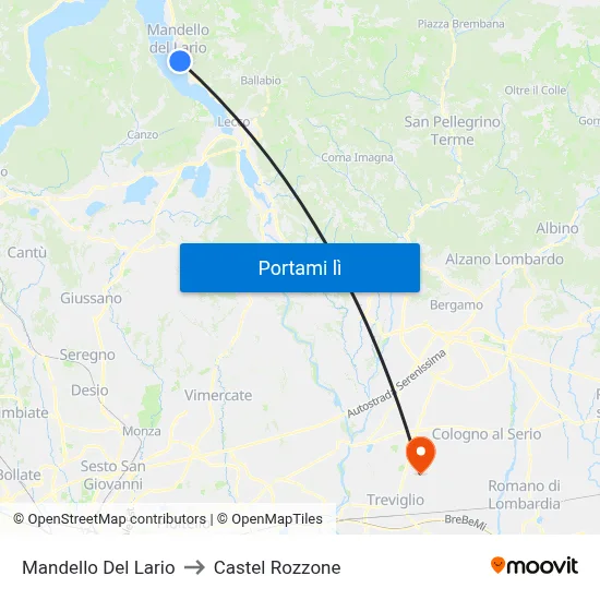 Mandello Del Lario to Castel Rozzone map