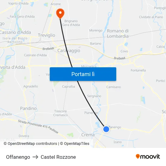 Offanengo to Castel Rozzone map