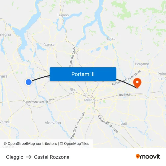 Oleggio to Castel Rozzone map