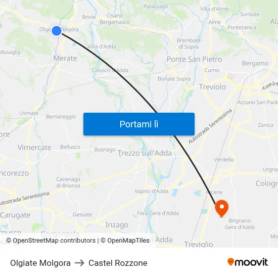 Olgiate Molgora to Castel Rozzone map