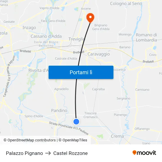 Palazzo Pignano to Castel Rozzone map