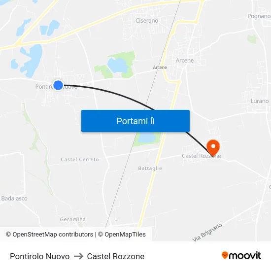 Pontirolo Nuovo to Castel Rozzone map