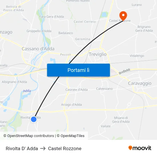 Rivolta D' Adda to Castel Rozzone map