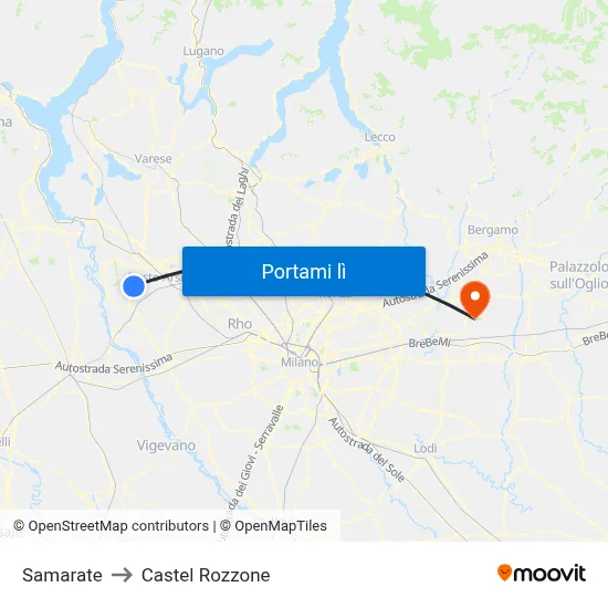 Samarate to Castel Rozzone map