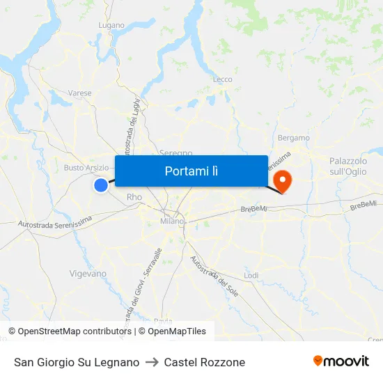 San Giorgio Su Legnano to Castel Rozzone map