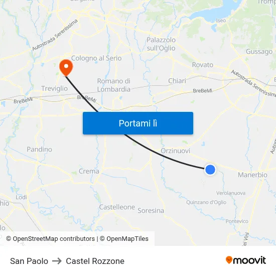 San Paolo to Castel Rozzone map