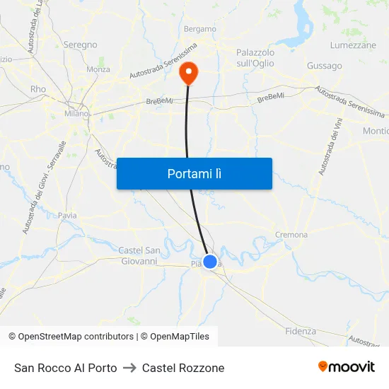 San Rocco Al Porto to Castel Rozzone map