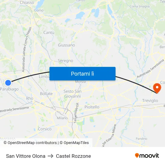 San Vittore Olona to Castel Rozzone map