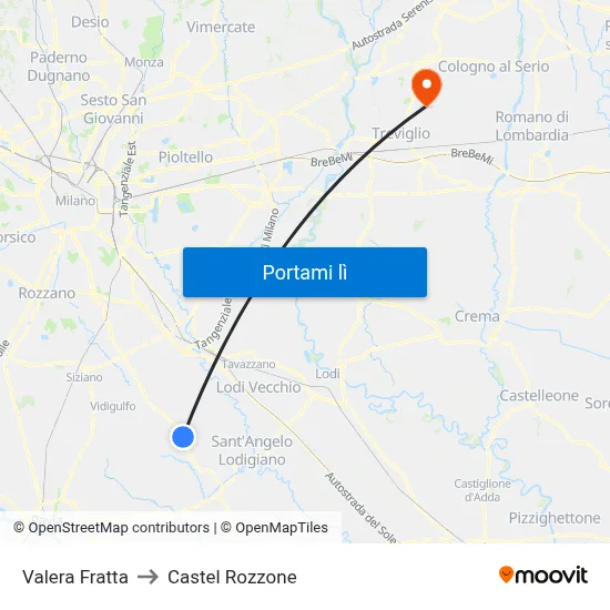Valera Fratta to Castel Rozzone map