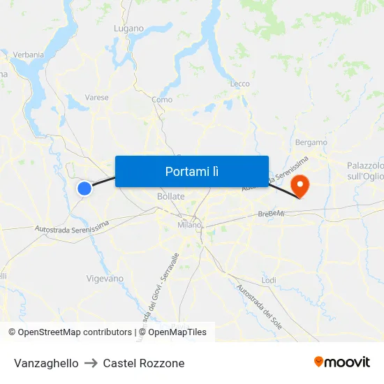 Vanzaghello to Castel Rozzone map