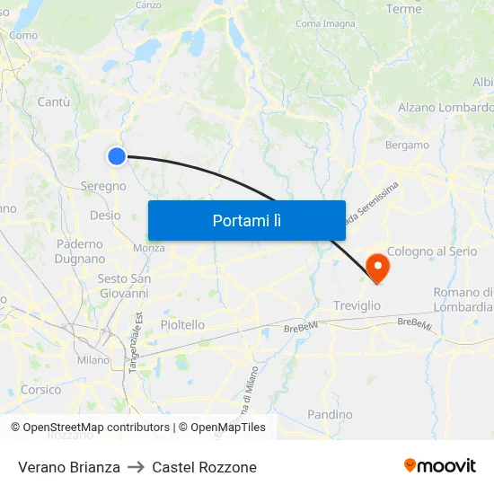 Verano Brianza to Castel Rozzone map