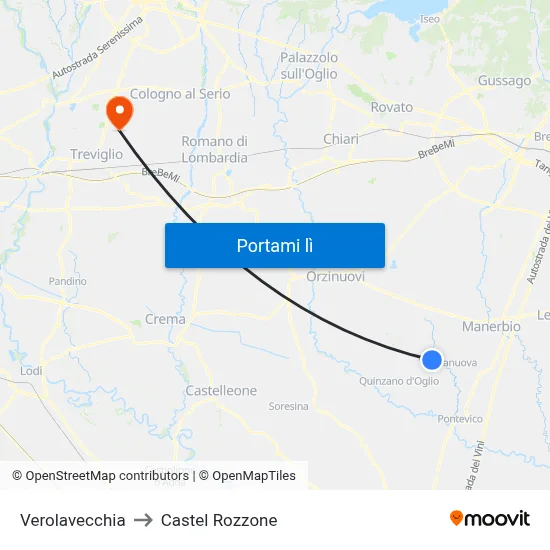 Verolavecchia to Castel Rozzone map