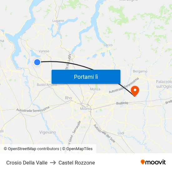 Crosio Della Valle to Castel Rozzone map