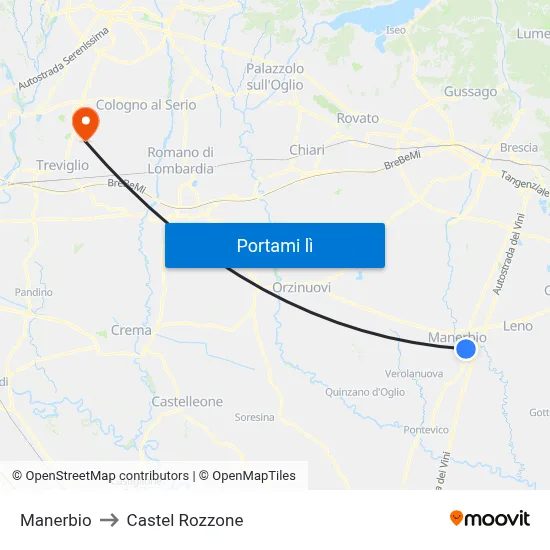 Manerbio to Castel Rozzone map