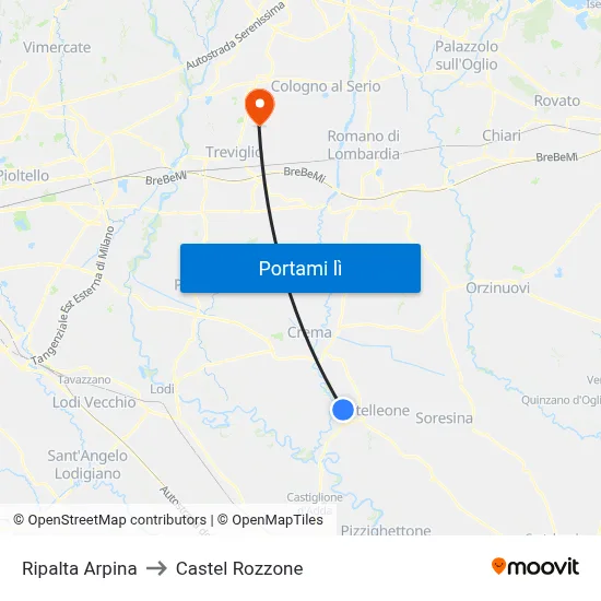 Ripalta Arpina to Castel Rozzone map