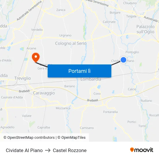 Cividate Al Piano to Castel Rozzone map