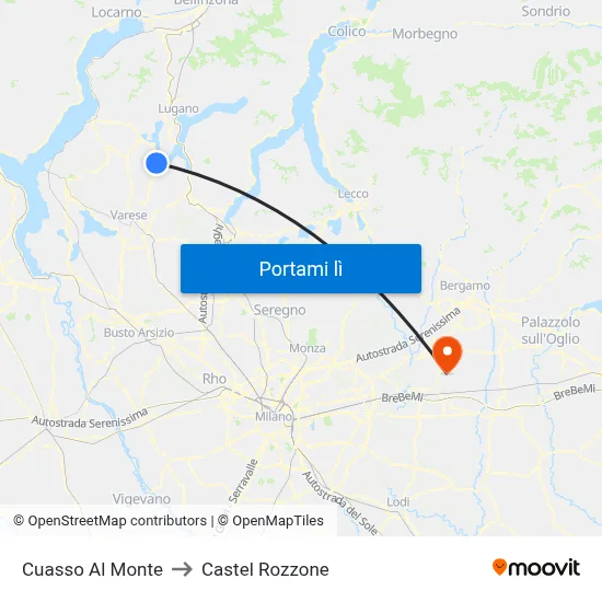 Cuasso Al Monte to Castel Rozzone map