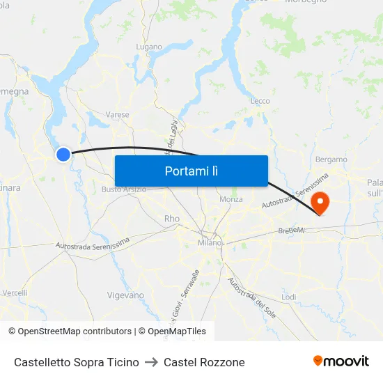 Castelletto Sopra Ticino to Castel Rozzone map