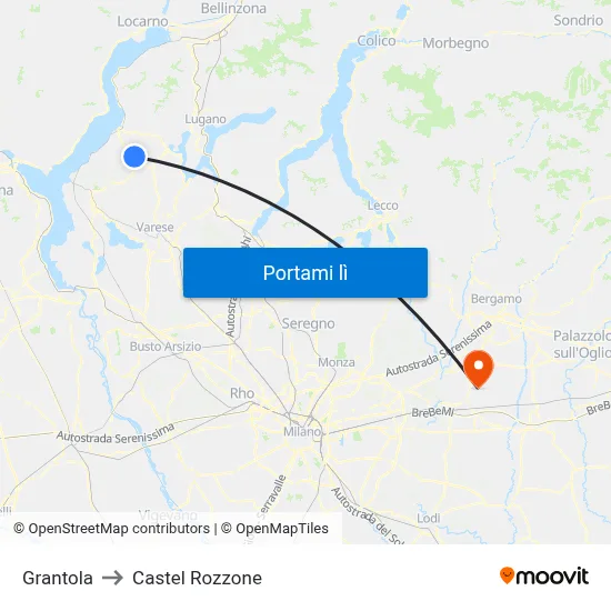 Grantola to Castel Rozzone map