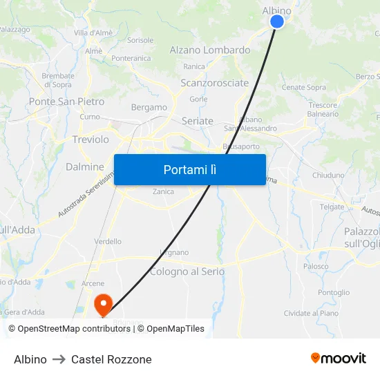 Albino to Castel Rozzone map