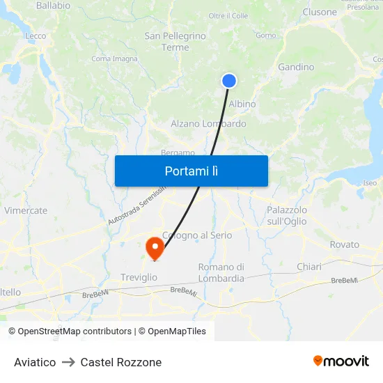 Aviatico to Castel Rozzone map