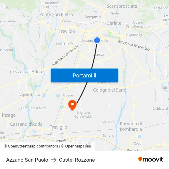 Azzano San Paolo to Castel Rozzone map