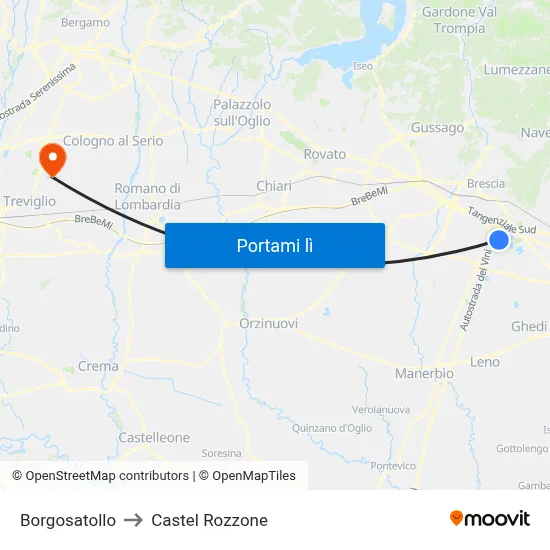 Borgosatollo to Castel Rozzone map