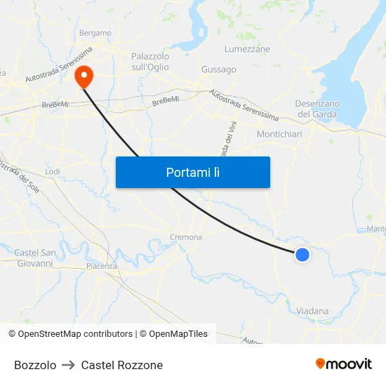 Bozzolo to Castel Rozzone map