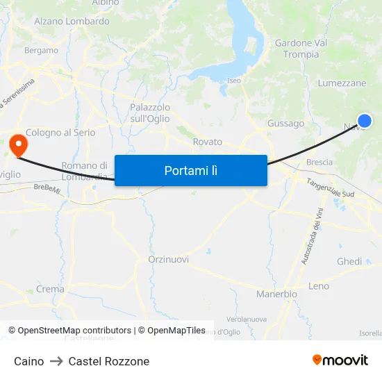 Caino to Castel Rozzone map