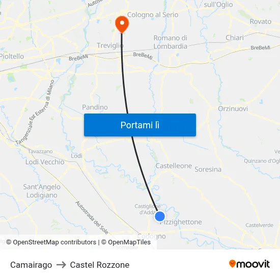 Camairago to Castel Rozzone map