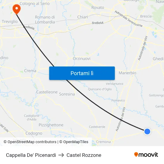 Cappella De' Picenardi to Castel Rozzone map