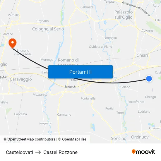 Castelcovati to Castel Rozzone map