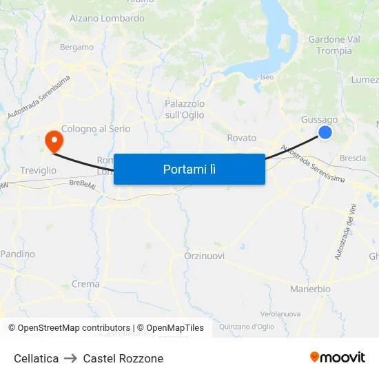 Cellatica to Castel Rozzone map