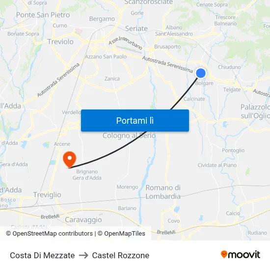 Costa Di Mezzate to Castel Rozzone map