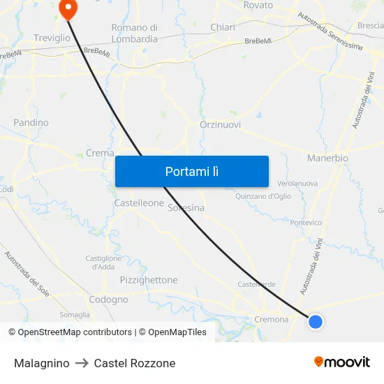 Malagnino to Castel Rozzone map