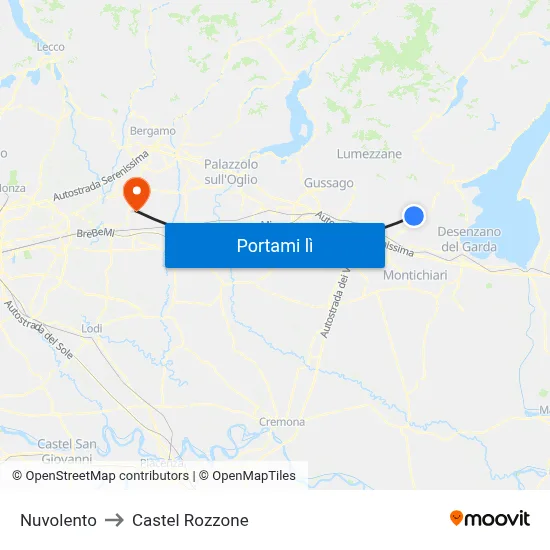 Nuvolento to Castel Rozzone map