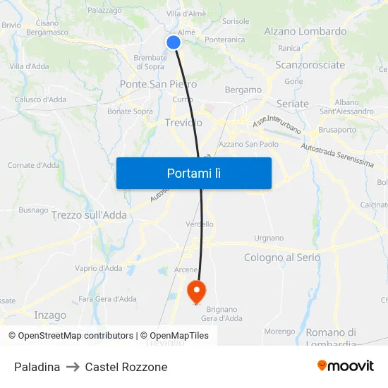 Paladina to Castel Rozzone map
