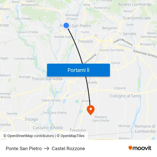 Ponte San Pietro to Castel Rozzone map