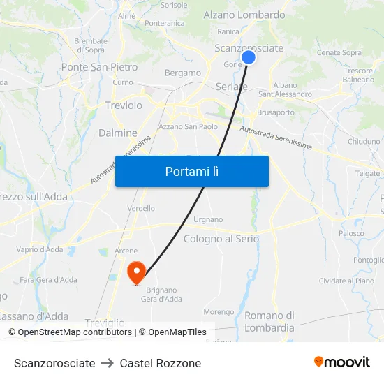 Scanzorosciate to Castel Rozzone map