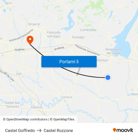 Castel Goffredo to Castel Rozzone map
