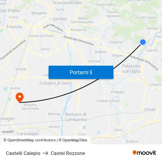 Castelli Calepio to Castel Rozzone map