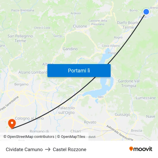 Cividate Camuno to Castel Rozzone map