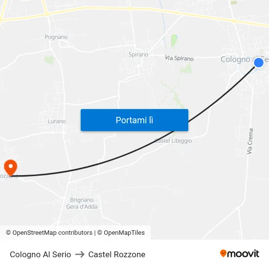 Cologno Al Serio to Castel Rozzone map