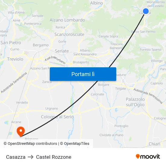Casazza to Castel Rozzone map