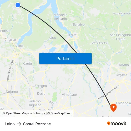 Laino to Castel Rozzone map