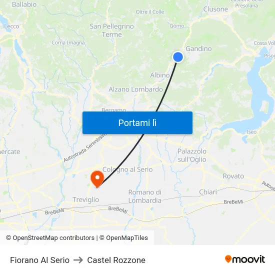 Fiorano Al Serio to Castel Rozzone map