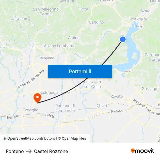 Fonteno to Castel Rozzone map