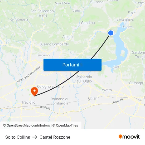 Solto Collina to Castel Rozzone map