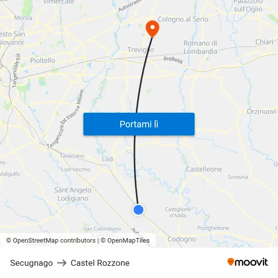 Secugnago to Castel Rozzone map
